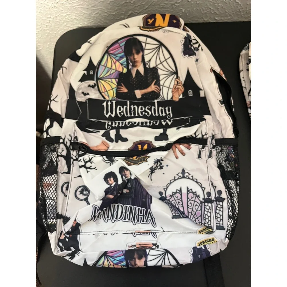 Wednesday Addams Nevermore Academy 2pc Backpack Lunch Bag Set White